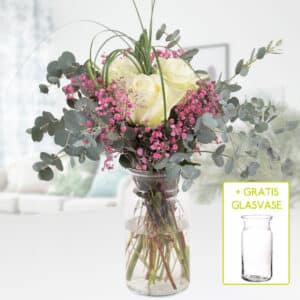 Blumenstrauß Liebesgruß + gratis Glasvase