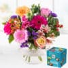 Blumenstrauß Kunterbunt + Schokowürfel Lass dich feiern