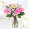 Blumenstrauß Pink + gratis Glasvase