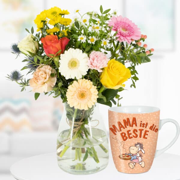 Blumenstrauß Olivia + Nici Tasse "Mama ist die Beste"